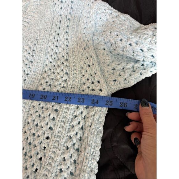 Hello Nite Top Women’s Small Whisper Blue Open Knit V-Neck Sweater NWT - Picture 7 of 9